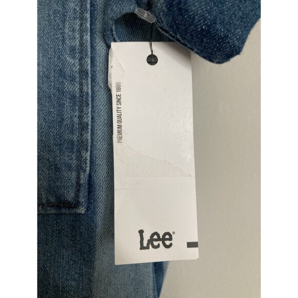 NEW Lee Union-Alls Denim Romper SMALL Striped Shortalls Utility Boho - Picture 6 of 12